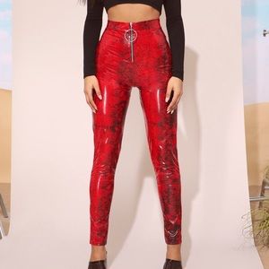 Pretty little things red snake print leggings
